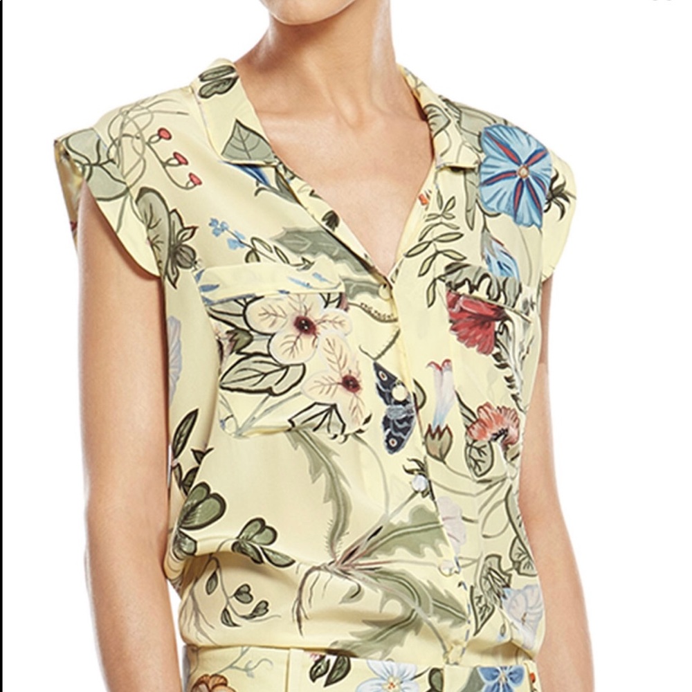 GUCCI Yellow Flora Knight Print Silk Shirt NWOT